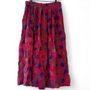 Floral Red Maxi Skirt